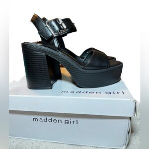 Madden Girl Black Platform Block Heel Sandals